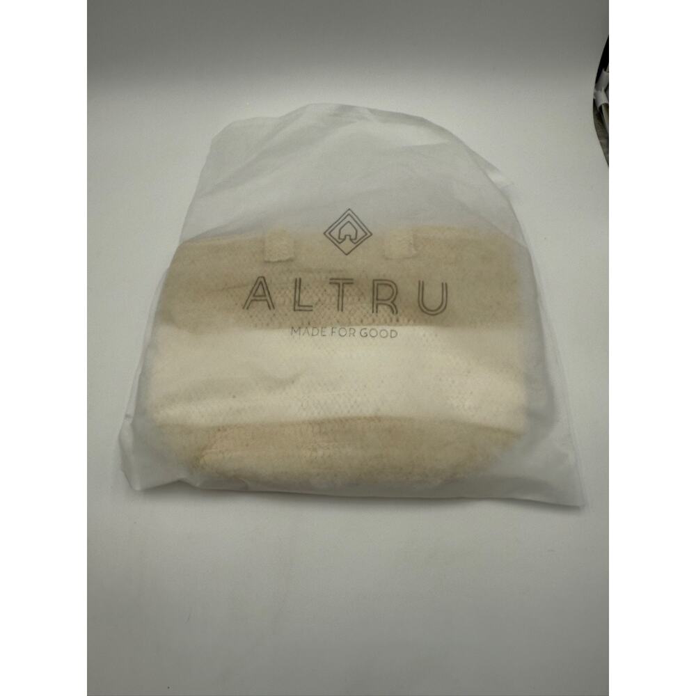ALTRU‎ Straw Tote Bag Beige White Stripe Woven Purse Summer Beach Handbag New - Picture 3 of 7